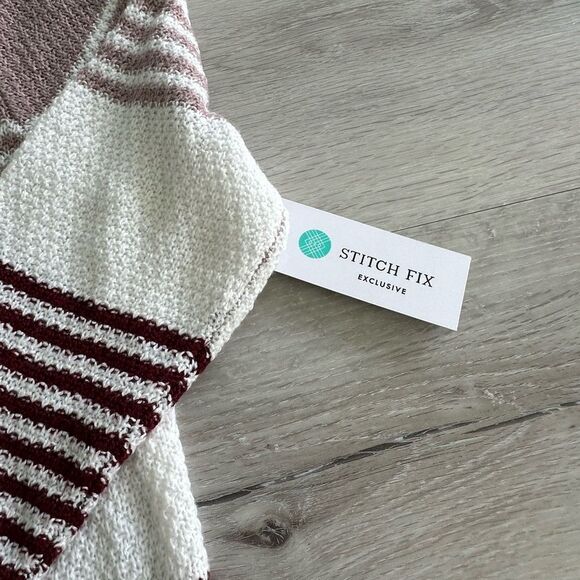 Pink Clover Nickole Textured Sweater Burgundy MP NWT STITCH FIX - Picture 7 of 7